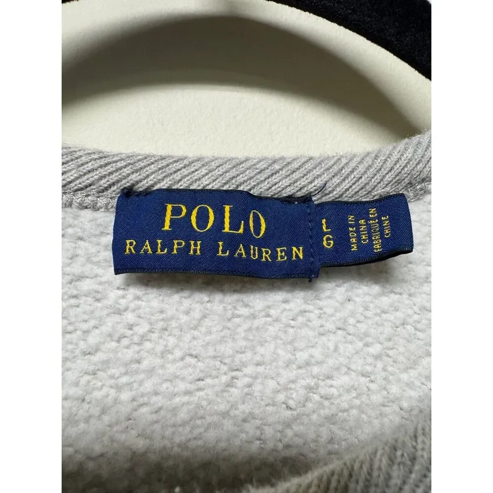 POLO RALPH LAUREN Captain Nautical Bear Print Gray Sweatshirt, Sz L - Picture 6 of 9